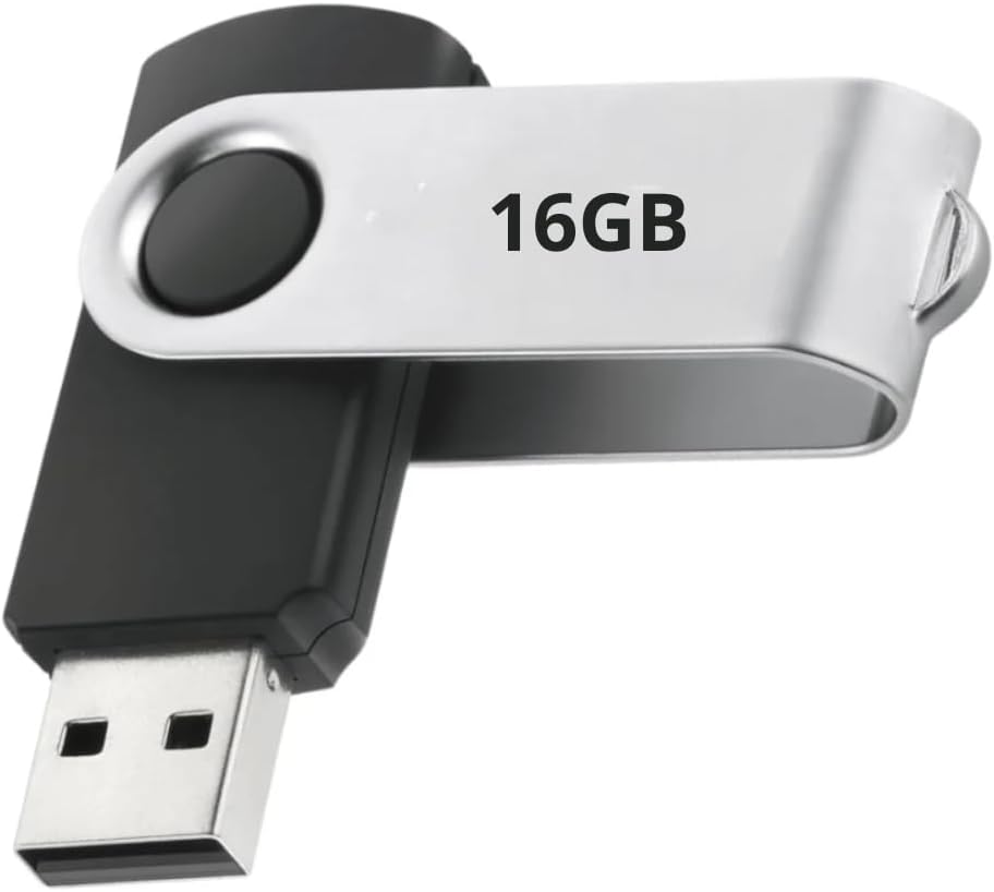 Pen drive USB 2.0 Portátil Alta Velocidade Portátil com Proteção Giratória Ideal para Fotos Vídeos PC TV Notebook e Som automotivo (16, GB)
