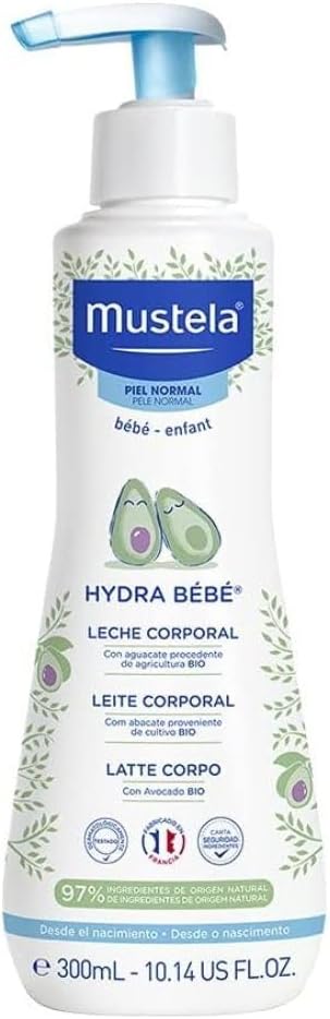 Mustela Hydra Bebê 300ml - Hidratante Infantil Corpo e Rosto - Feito com 97% de Ingredientes de Origem Natural e Hipoalergênico - Seguro Desde o Nascimento