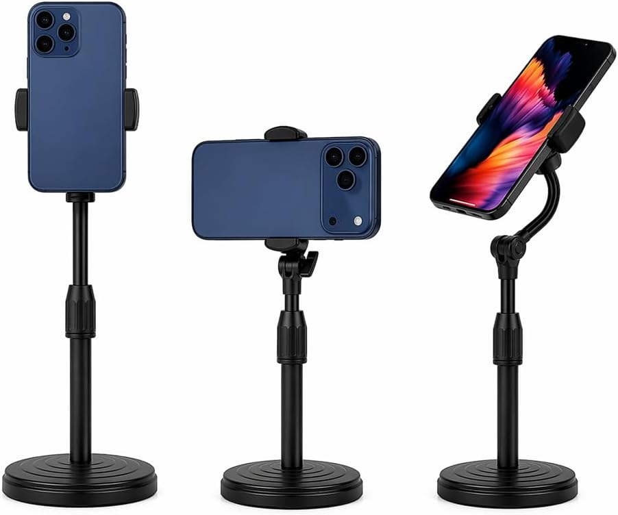 Suporte de Celular de Mesa Articulado Ajustável Base Antiderrapante | 360°, Universal, Base Pesada