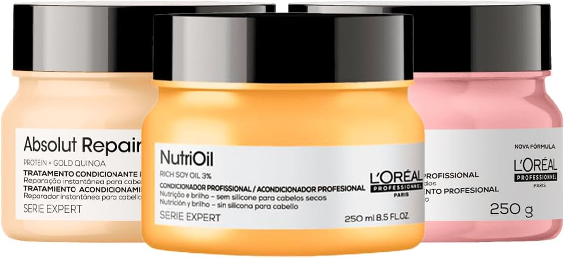 Kit L'Oréal Professionnel NutriOil Vitamino Color Absolut Repair Cronograma Capilar (3 produtos)
