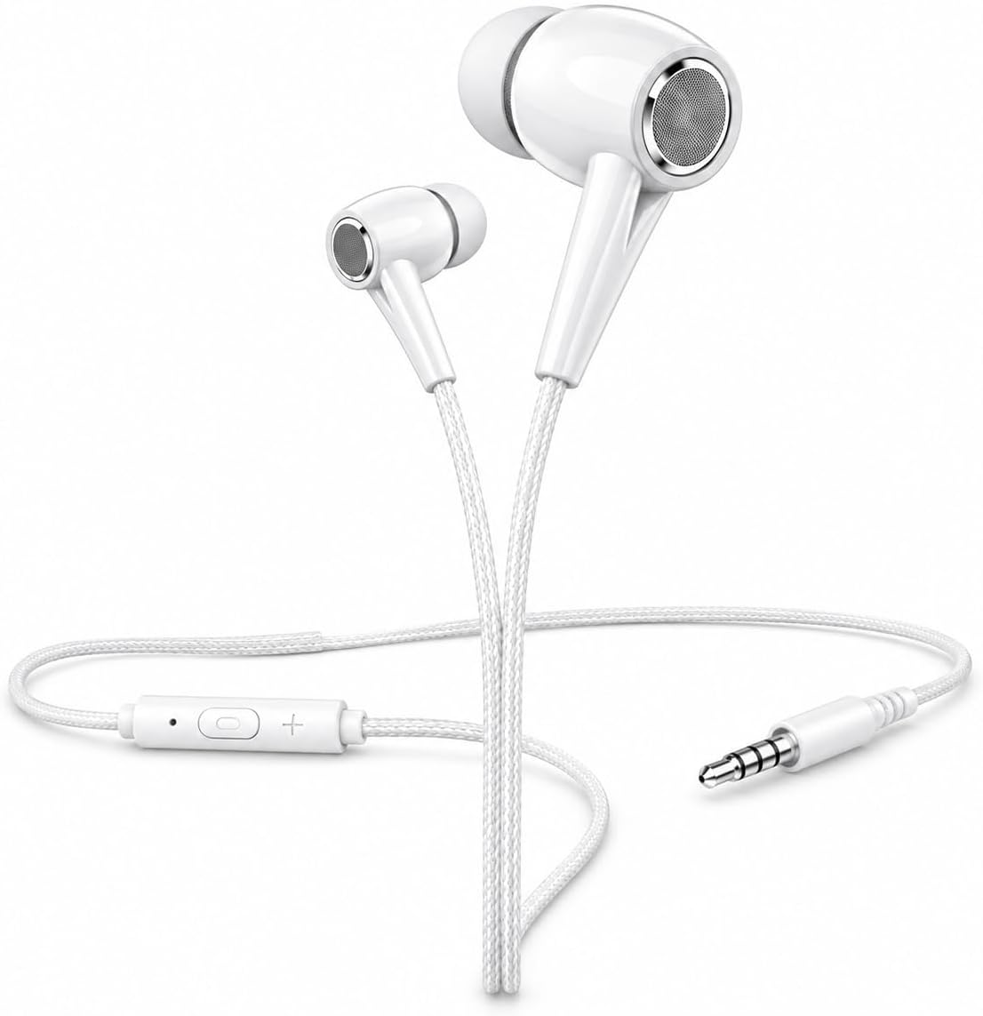 Fone de ouvido com fio, Conexão P2 3.5mm com Microfone Integrado (Branco)