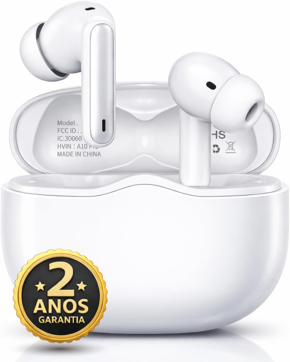 Fone De Ouvido Bluetooh, Sem Fio, Resistente, Compatível Com Todo Celular, Cancelamento Ruído, Bateria Até 16 Horas, Microfone Para Chamadas, Controle Touch, Conecta no Notebook - Linha Premium