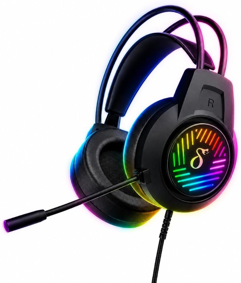 Fone de Ouvido para Computador, Headset Gamer Pro, Iluminação RGB, Microfone Flexível, Entrada P2, LED, Confortável, Premium