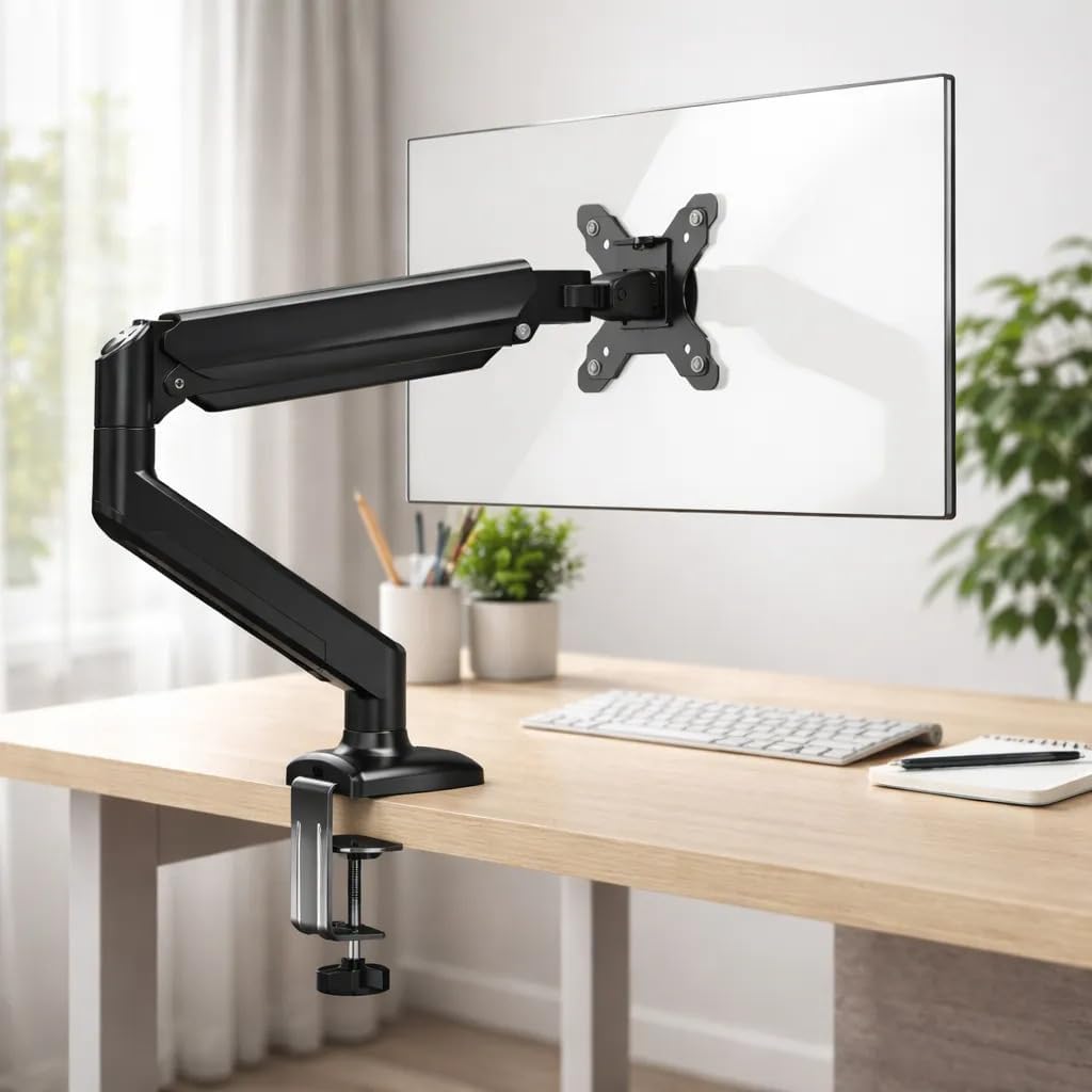 Suporte Articulado para Monitor de 14 a 34 Polegadas com Pistão a Gás Ajustável Braço Ergonômico de Mesa com Rotação 360 Inclinação Ajuste de Altura VESA 75x75 100x100 até 10kg Preto
