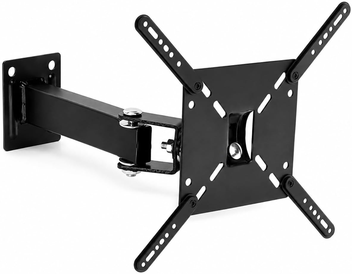 Suporte Articulável para TV de 10" a 55", Preto, 4 Movimentos, Giro Horizontal 180°, Inclinação Vertical 15°
