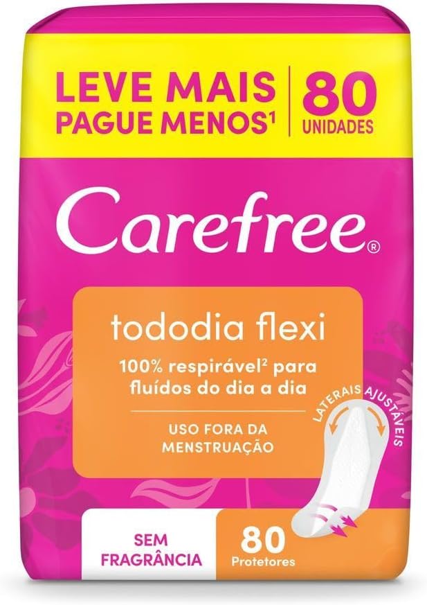 Carefree Protetor Diário Todo Dia Flexi Sem Fragrância, 80un