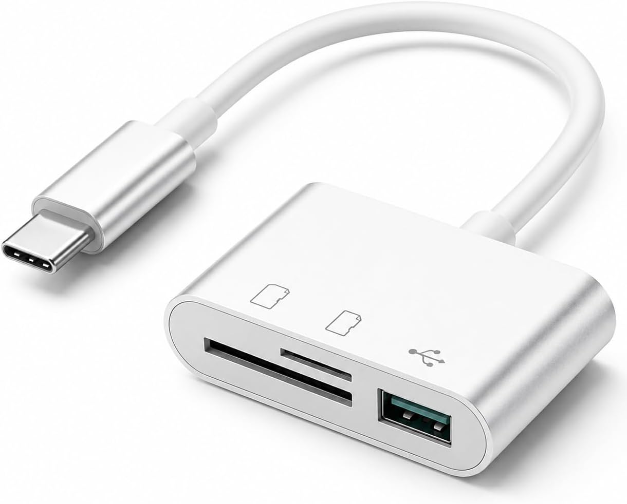 Leitor de Cartão SD e Micro SD USB-C e USB 3.0 | Adaptador OTG para Celular, Tablet e Computador | Transferência Rápida de Fotos, Vídeos e Arquivos | Plug & Play