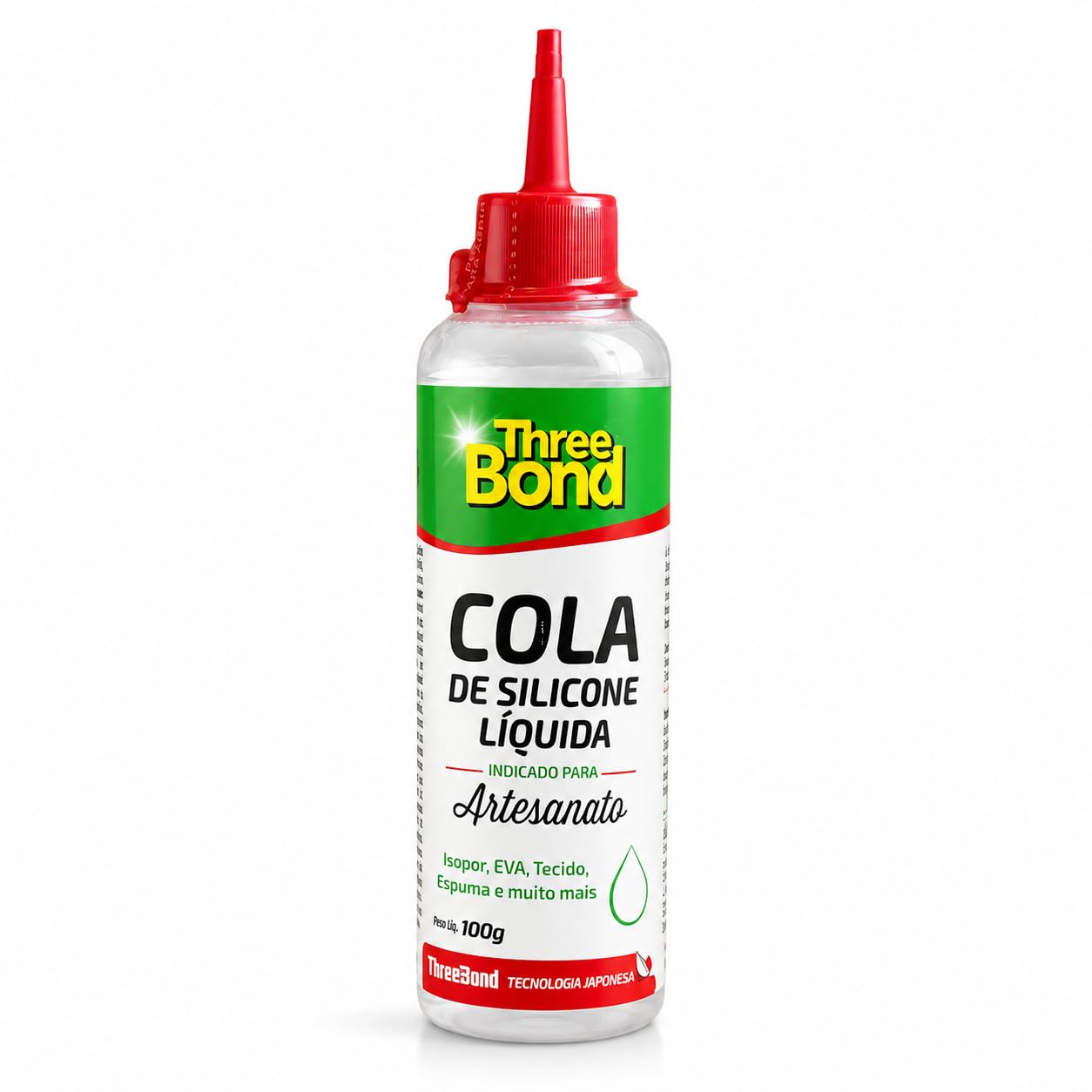Cola Artesanato Silicone Líquida 100g ThreeBond | EVA, Isopor, Tecido e Papel | Transparente, Sem Manchas | Uso Escolar