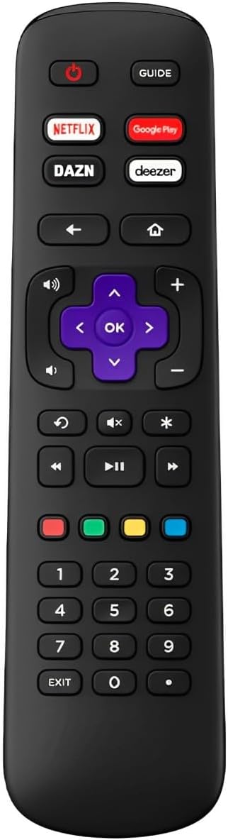 Controle Remoto Compatível Com Tv RokuCom Teclas de Acesso Rápido Netflix, Google Play, DAZN e Deezer