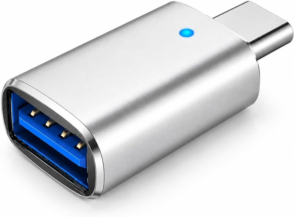 Adaptador USB Tipo C para USB 3.0 OTG, Conversor USB-C Macho para USB-A Fêmea, Alta Velocidade 5Gbps, Plug and Play, Compatível com Notebook, Celular, Tablet, Pendrive, Teclado e Mouse (PRATA)