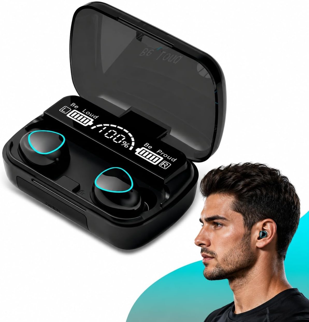 Fone de Ouvido Sem Fio Potipo M10 - TWS Bluetooth 5.1 Intra-auricular à prova D'Água Microfone Estéreo com Redução de Ruídos Adequado para Esportes Jogos e Viagens Premium Hytalux
