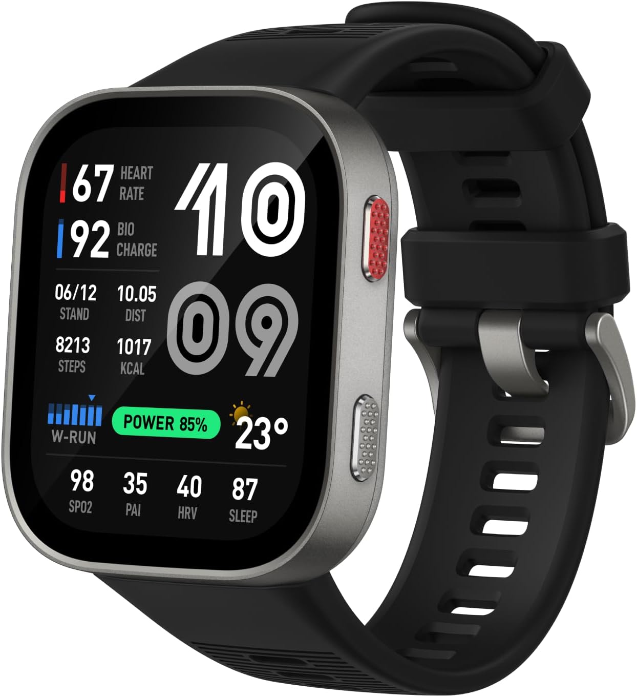 Amazfit Relógio inteligente Bip Max de 46 mm, bateria de 20 dias, tela AMOLED de 5.3 cm, GPS e mapas gratuitos, IA, chamadas e texto Bluetooth, rastreador de saúde, fitness e sono, mais de 140 modos