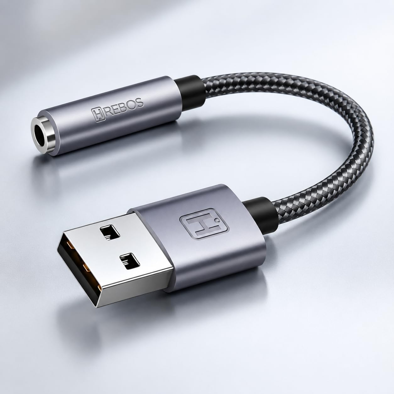 Adaptador de Áudio USB para P2 3.5mm Premium, Conversor USB para Fone de Ouvido e Microfone, Áudio Hi-Fi Estéreo, Cabo Trançado Reforçado, Compatível com PC e Notebook