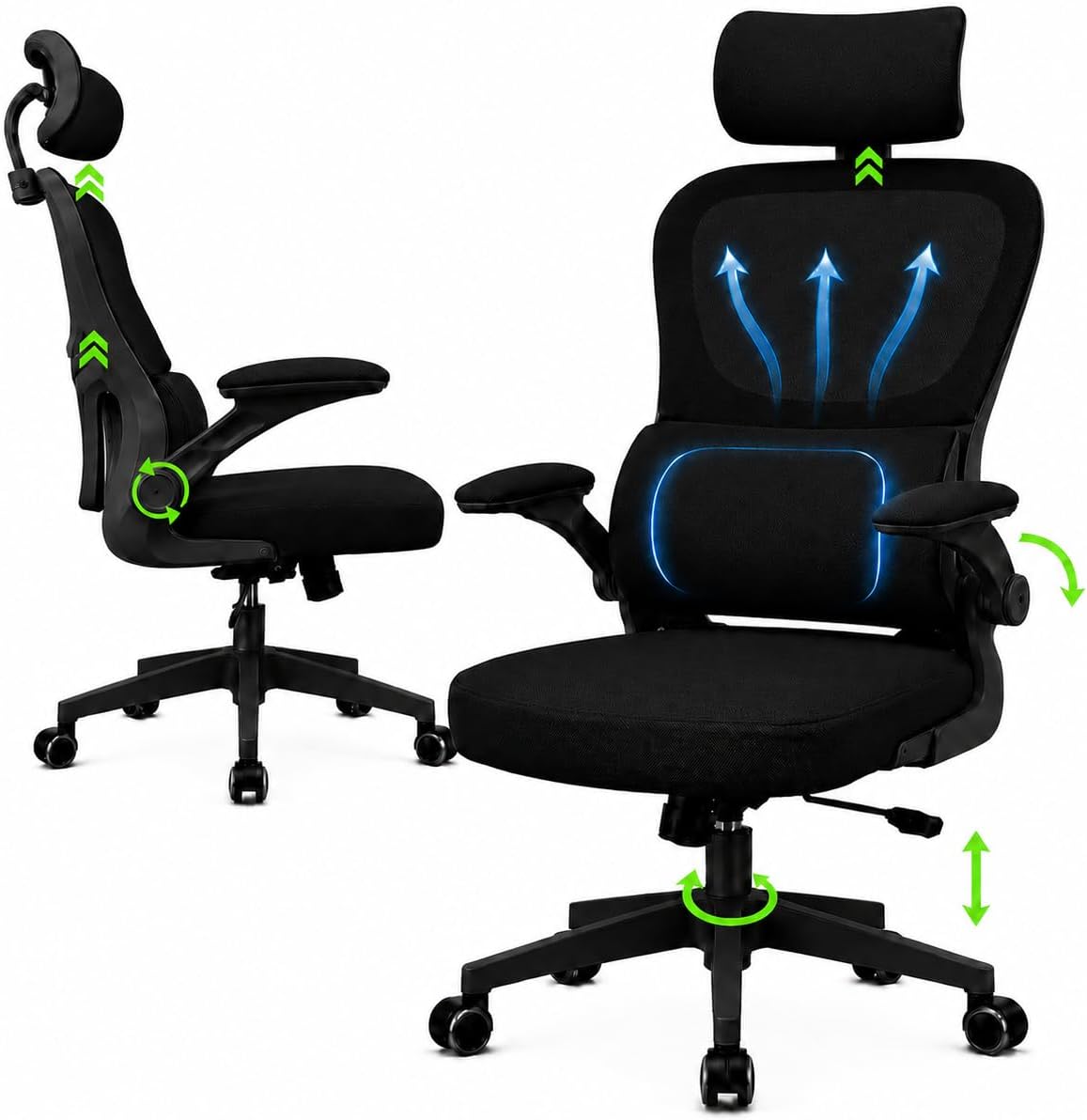 Cadeira de Escritório Almirante P600 Mesh Reclinável Preta 150Kg