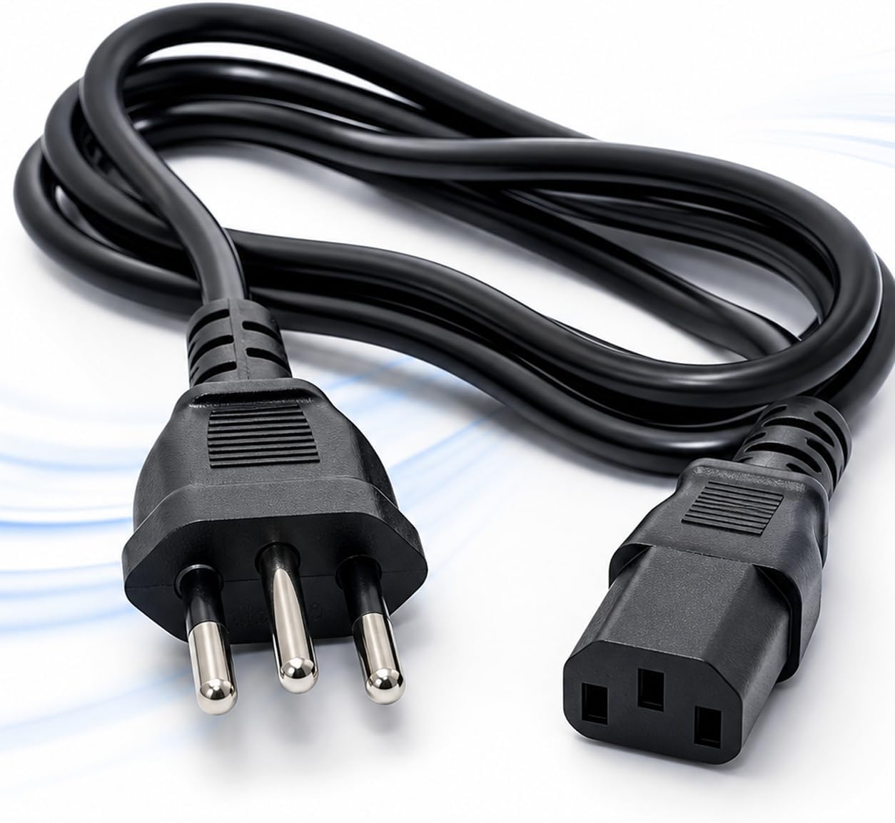 Cabo de Força Tripolar 1,5m 10A 3 Pinos Bivolt, cabo de energia PC Universal NBR 14136, Novo Padrão, Compatível com Monitor, TV, Impressora, Fonte ATX, Nobreak, computador e Estabilizador IEC C13
