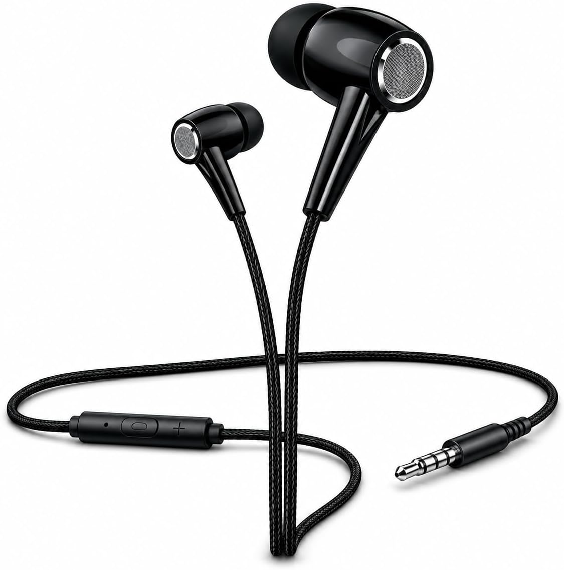 Fone de ouvido com fio, Conexão P2 3.5mm com Microfone Integrado (Preto)