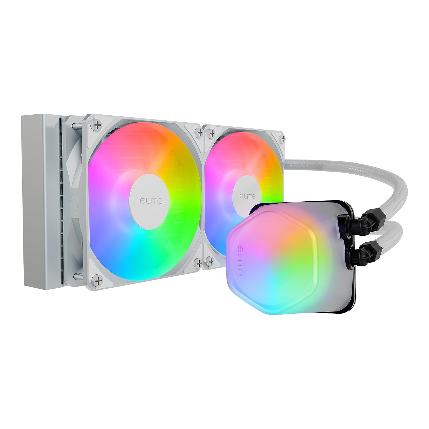 Cooler Master Cooler líquido para CPU MasterLiquid ML240 Illusion White Edition Close-Loop AIO, cúpula translúcida, bomba de câmara dupla de 3ª geração, radiador 240, halo MF120 duplo para AMD Ryzen/Intel 1200/1151