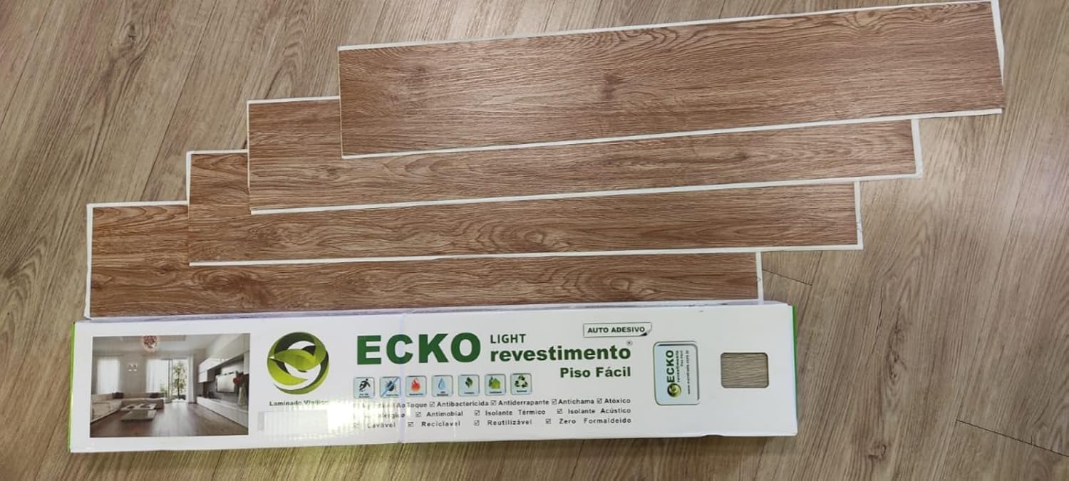 Piso Vinilico Autocolante Eckofloor Amadeirado 15x91cm caixa com 4,86m² (M141)