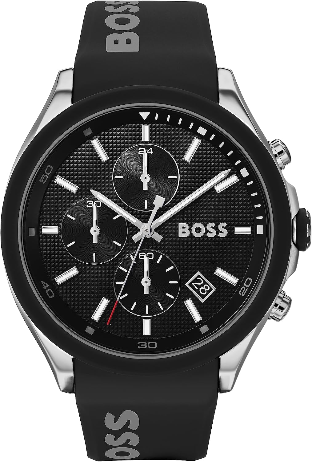 BOSS Relógio masculino de quartzo de aço inoxidável com pulseira de silicone, preto, 22 (modelo: 1513716), Velocity Black, Relógio de quartzo