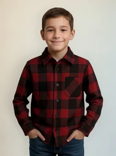 Camisa Xadrez Infantil Menino Juvenil Longa Bolsos Flanelada