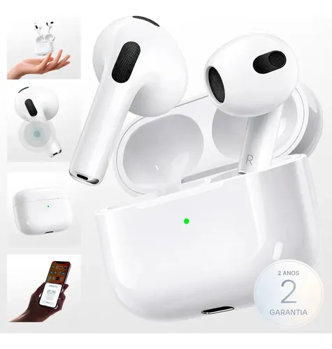 Fone Ouvido Bluetooth 5.4 Sem Fio Estojo De Carregamento Anti Ruido A Prova Dagua Compatível Com Ios Samsung Galaxy Android Tws Wireless Air Premium Microfone Touch Marca Pro Phone See Branco