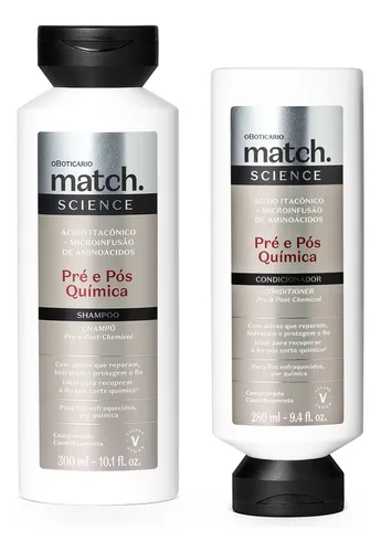 Combo Match Science Pré E Pós-química: Shampoo 300ml + Condi