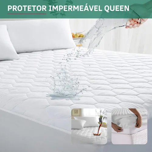 Capa Colchão Queen Padrão Impermeável Antialérgico Protetor Matelado Antiácaro Respirável Super Macio E Silencioso Branco