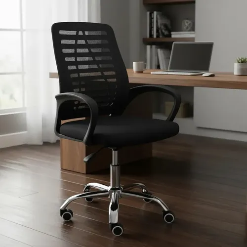 Cadeira Giratória Executiva Mesh Masterchair Preta Altura Ajustável Escritório 119kg Preto Espuma