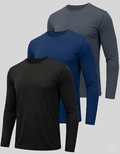 Kit 3 Camiseta Segunda Pele Térmica Proteção Solar Uv Camisa Preto Azul-marinho Cinza-escuro Liso Xg