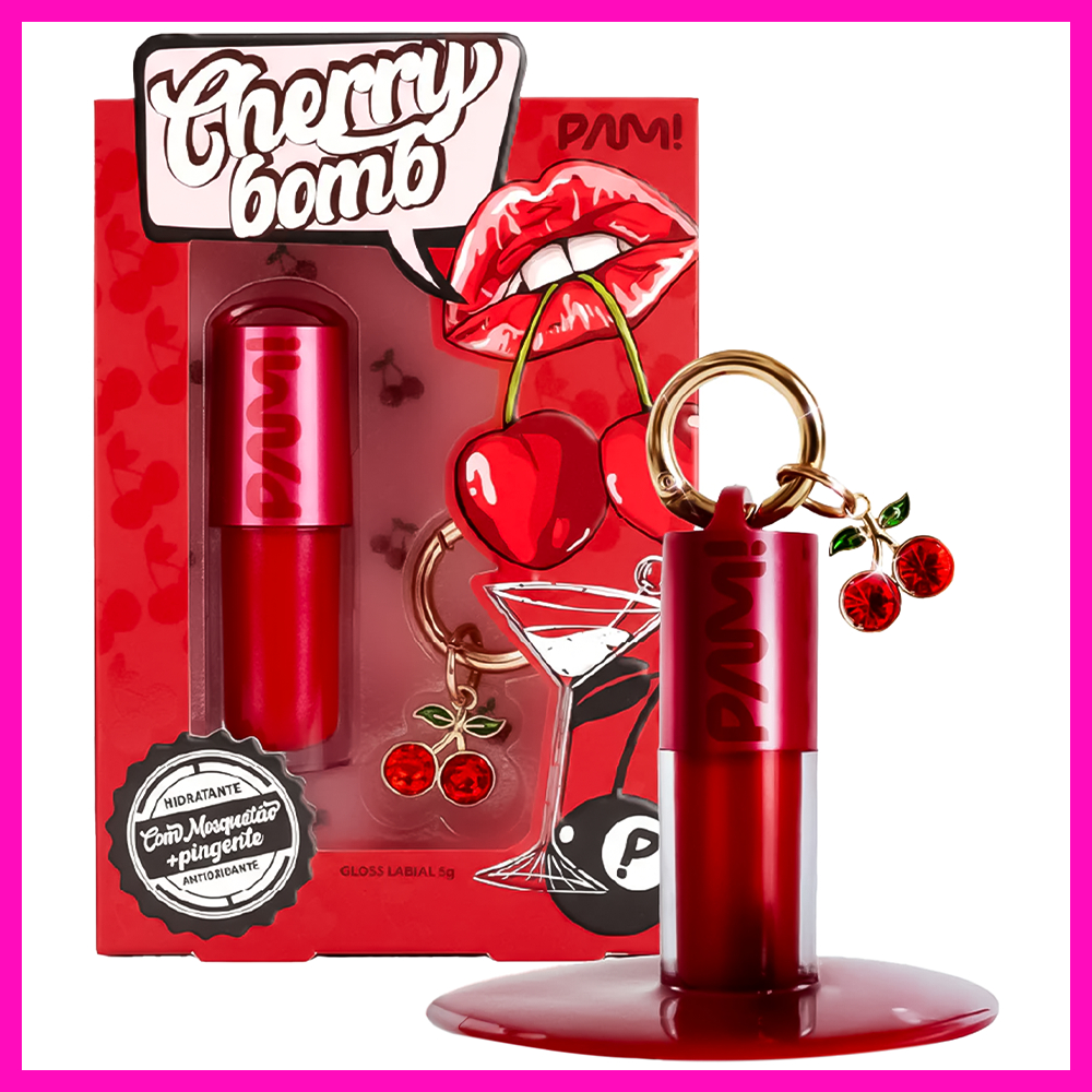 Pam by Pamella Gloss Labial Cherry Bomb 5g (Entrega o tom na medida certa e um brilho laqueado)