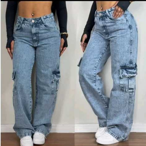 CALÇA JEANS WIDE LEG JEANS PANTALONA BOCA LARGA PREMIUM