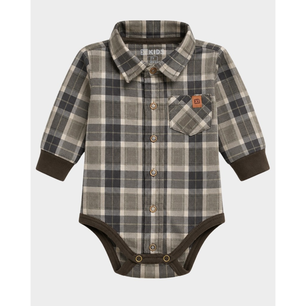 Body Bebê Menino Camisa Manga Longa Xadrez Flanelado 5311