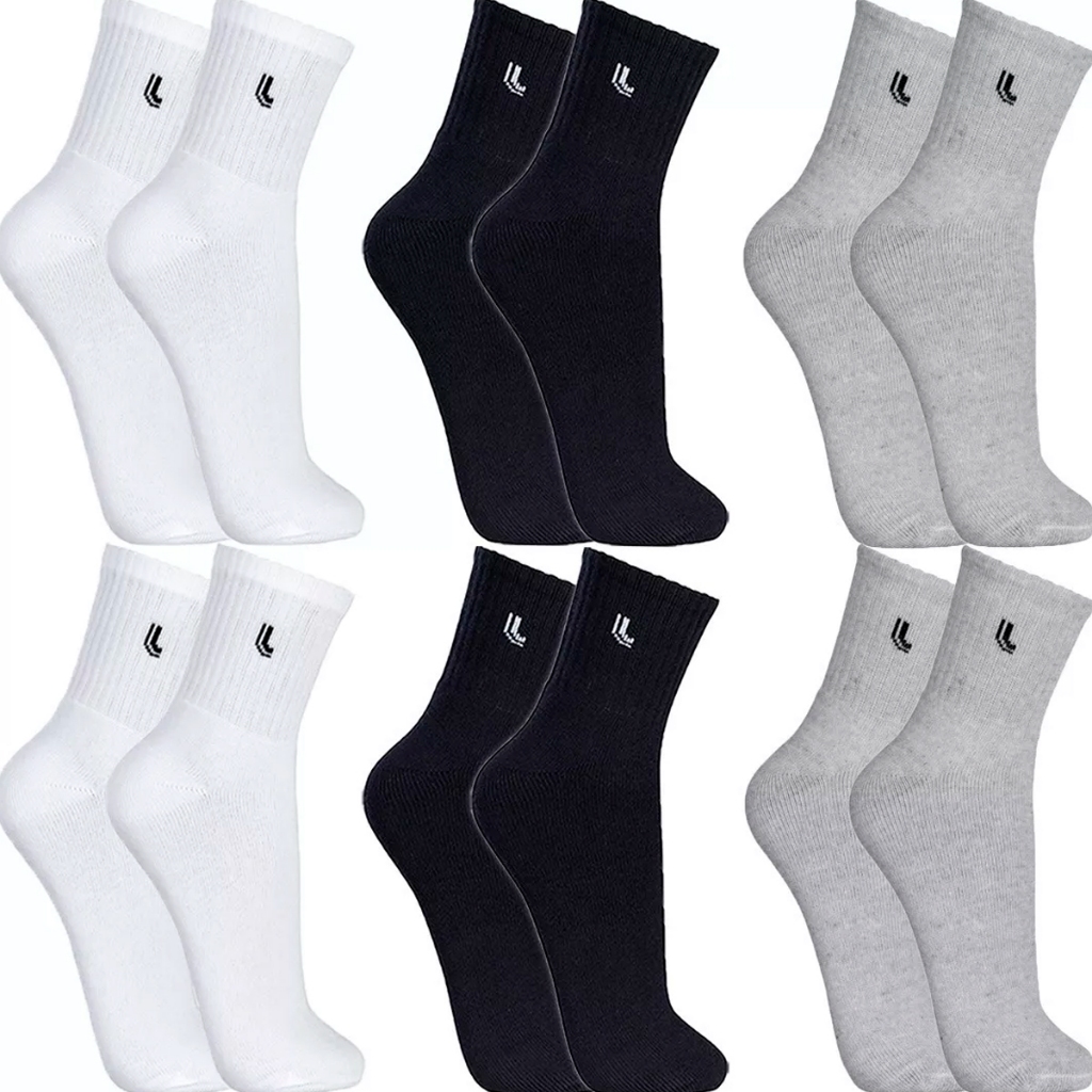 Kit 6 Pares Meias Lupo Cano Médio Alto Longo Meia algodão Original Frio Casual Confortável Atoalhada