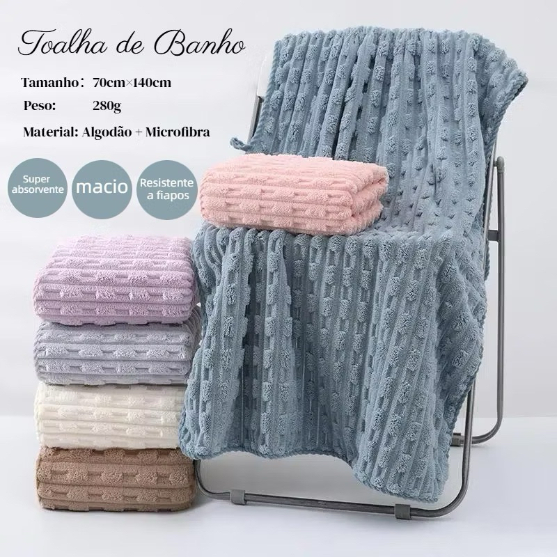 Toalha de Banho Microfibra Grossa 70x140cm Ultra Absorvente | Não Solta Fiapos | Seca Rápido
