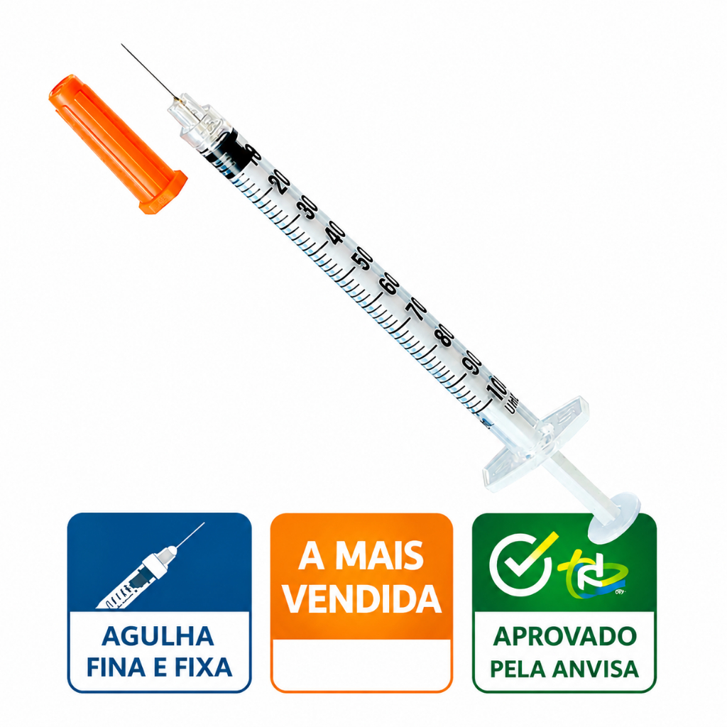 Seringa De Insulina Agulha Fina Agulha Fixa de 100ui Botox/Odontologia/Anestesia KIT 5/10 E 20 UN