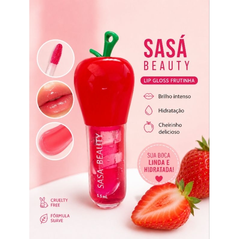 🍓✨ LIP GLOSS MORANGO SASA BEAUTY ✨🍓