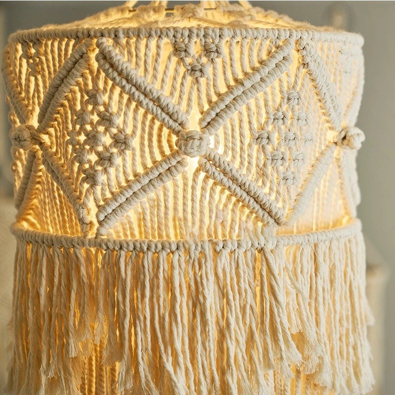 🔥Tapeçaria De Parede Artesanal Abajur Macrame Boho Decoração Artesanato Borla Fundo Cabeceira De Suspensão